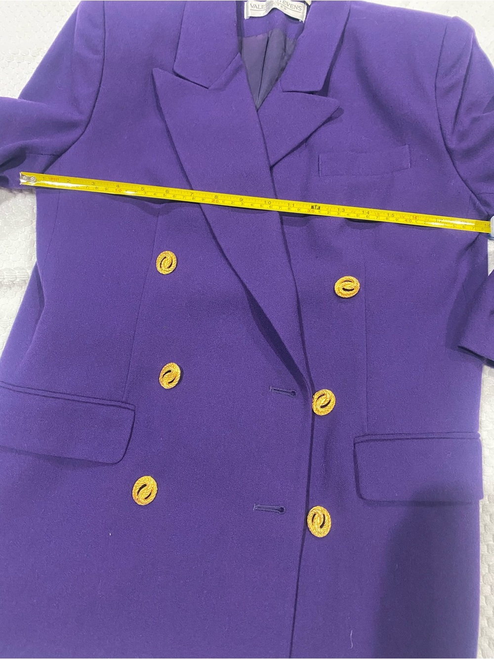 Valerie Stevens Purple Double-Breasted Blazerwith Gold Buttons and Skirt Suit - Picture 4 of 10